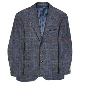 Men's Blue Windowpane Sport Coat - Classic Tailored Blazer